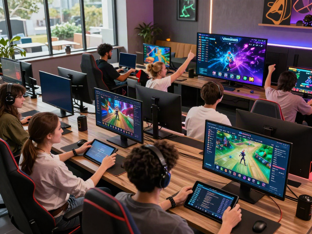 Players immersed in games at the vibrant Sunwin platform, showcasing dynamic online gaming experience.