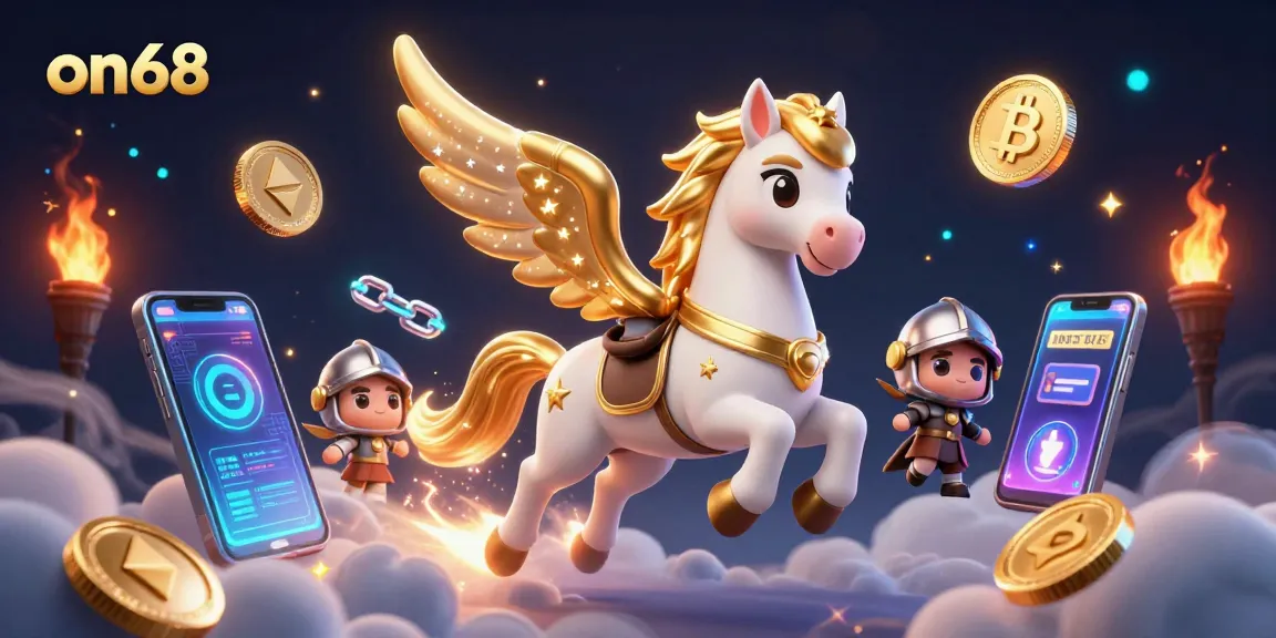Experience thrilling gaming with on68, featuring a vibrant celestial theme and crypto elements.