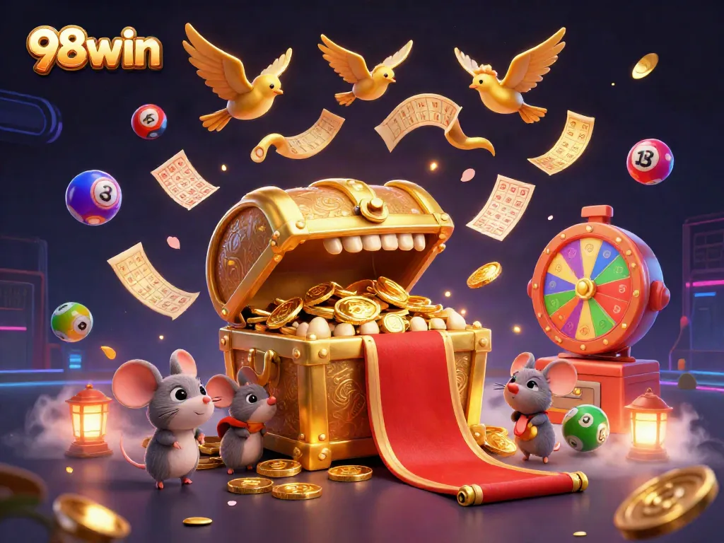 Engage with 98win's vibrant lottery event showcasing dynamic elements and captivating visuals.