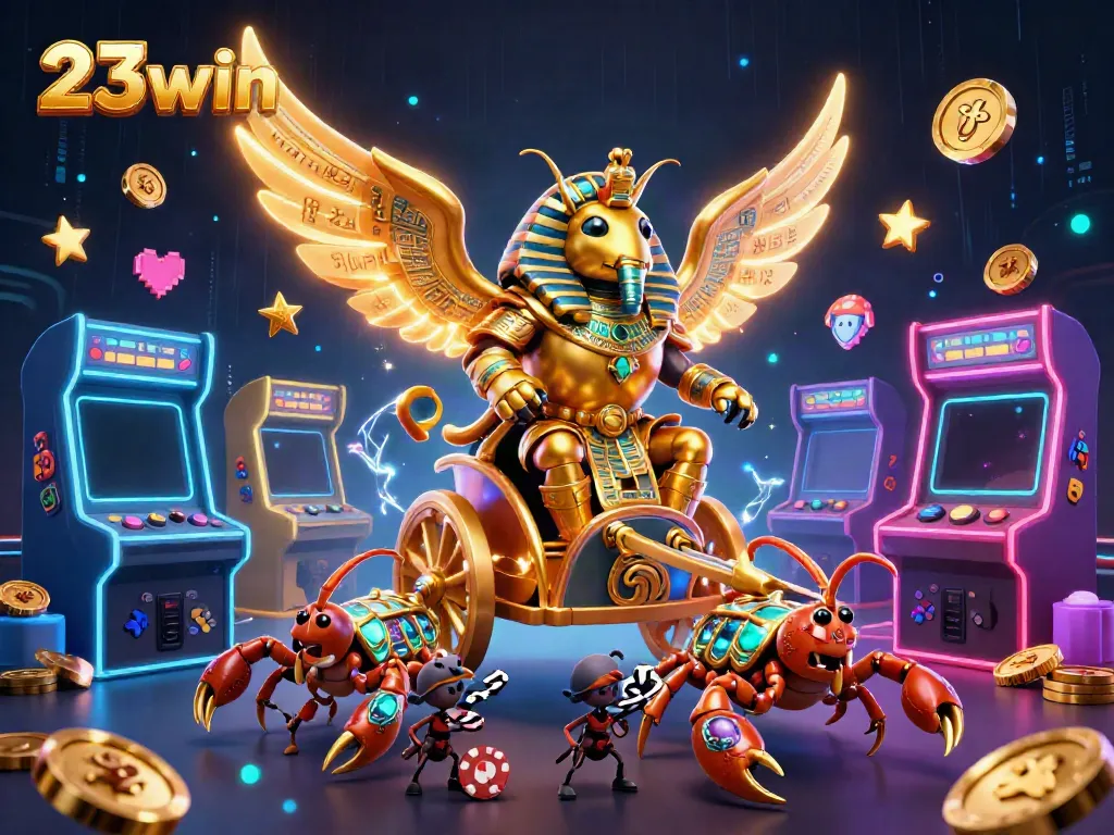Experience thrilling gameplay with the vibrant scene of 23win capturing excitement in a 3D casino illustration.