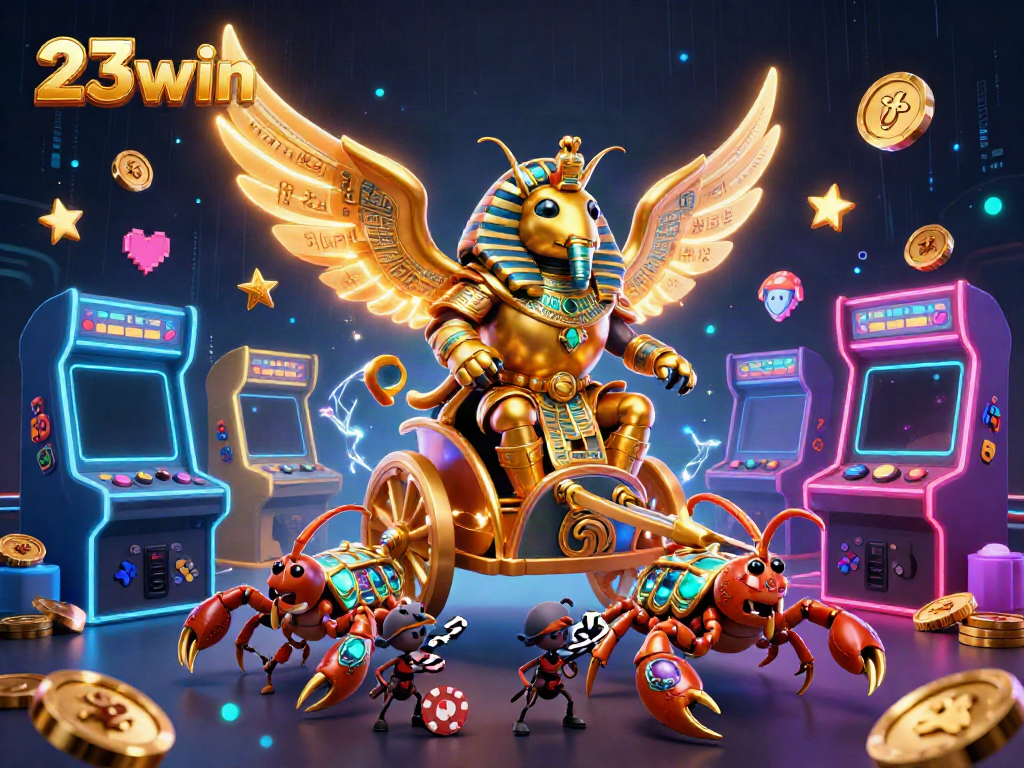 Experience thrilling gameplay with the vibrant scene of 23win capturing excitement in a 3D casino illustration.