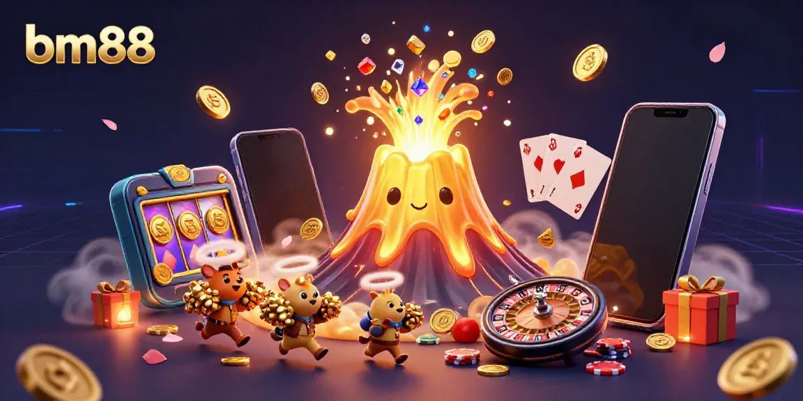 Experience bm88's thrilling gold rush with a dynamic volcano bursting with treasure and gaming excitement.