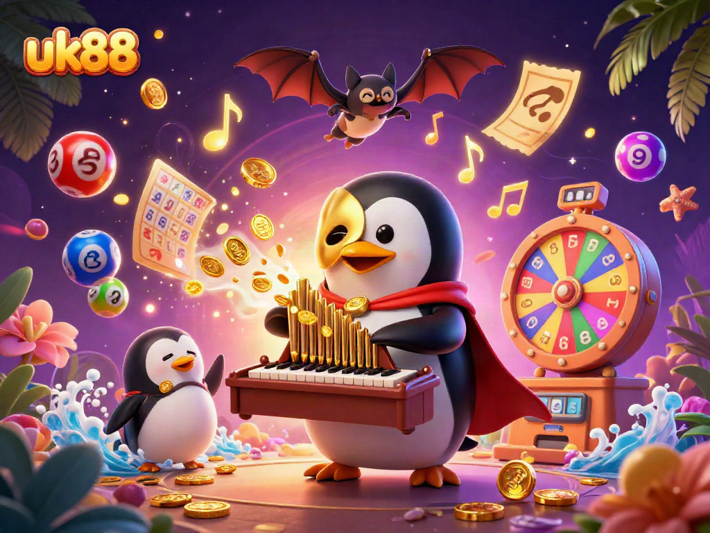 Experience the thrill of uk88 with vibrant gaming elements and a captivating casino scene.