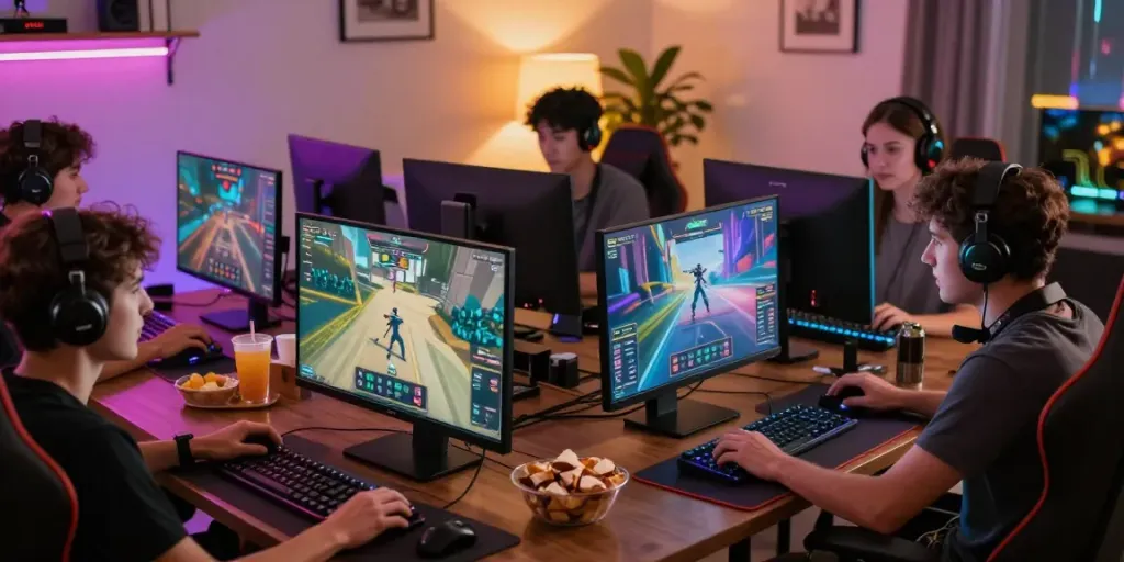 Engaged players in the vibrant kilat404 online gaming community