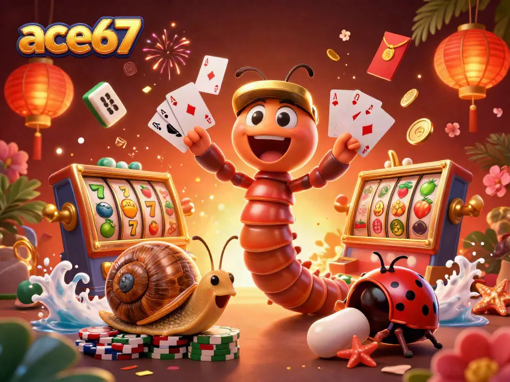 Experience the thrill of ace67 casino with animated characters and vibrant slot reels in action.