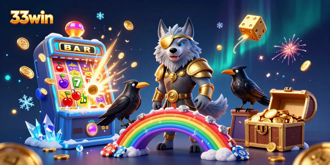 Experience exciting jackpots with 33win through our vibrant Norse-themed casino illustration.