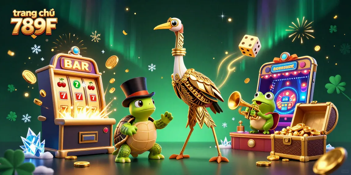 Experience the vibrant world of trang chủ 789F with a 3D casino illustration featuring lively characters and slots.