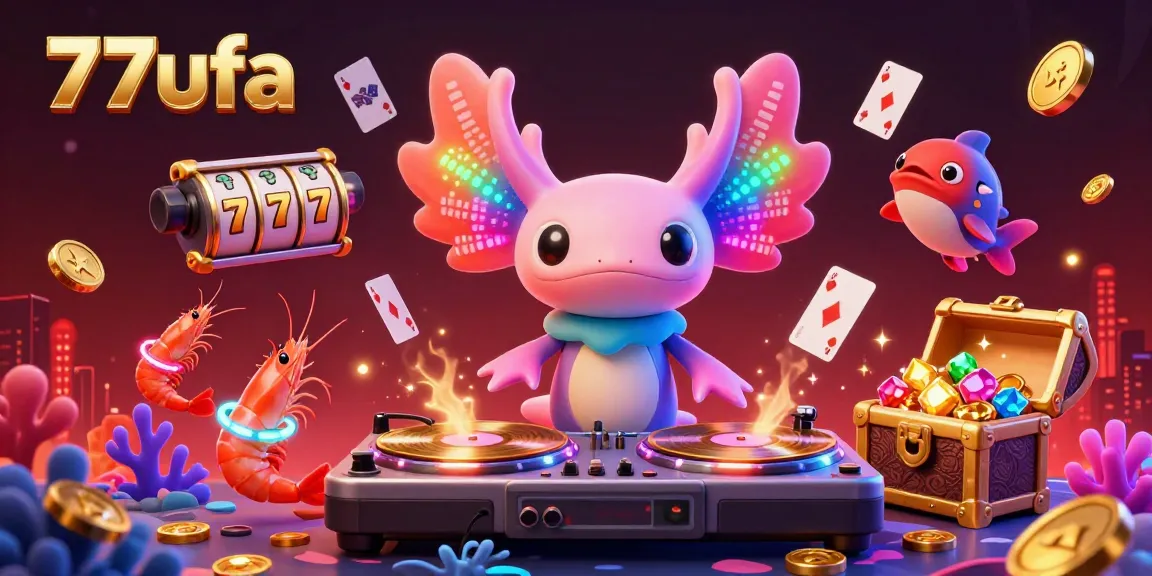 Experience the vibrant gaming atmosphere at 77ufa with dynamic characters and casino elements in a colorful underwater scene.