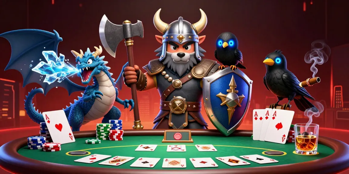Experience thrilling moments at Jun88 with a Viking warrior, dragon, and poker action in a vibrant casino scene.