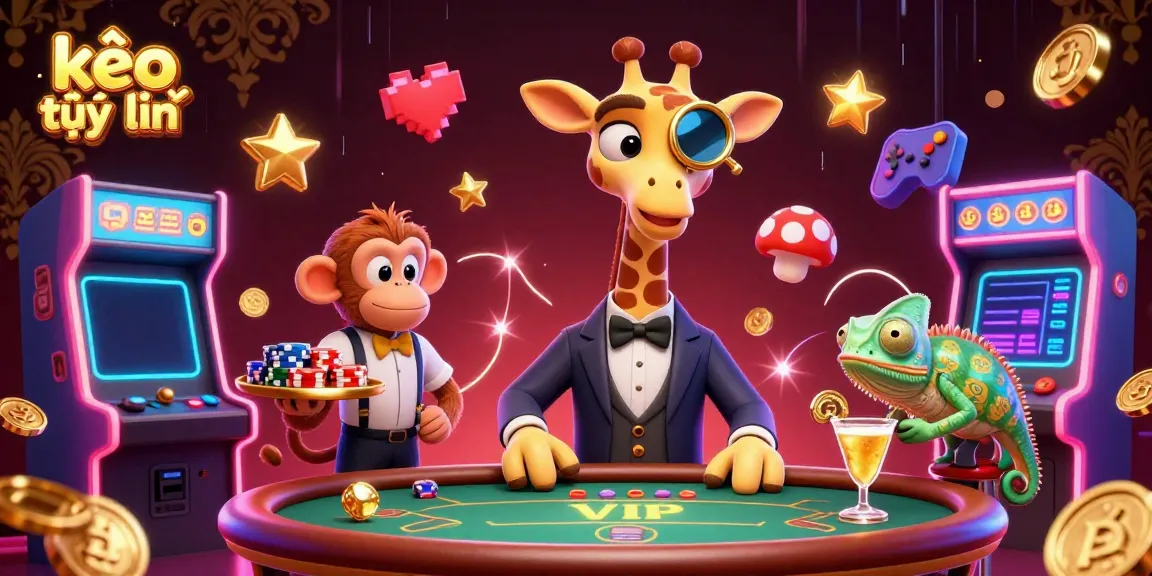 Engage with kèo trực tuyến gameplay featuring a high-roller giraffe at a VIP gaming table, set in a dynamic casino atmosphere.