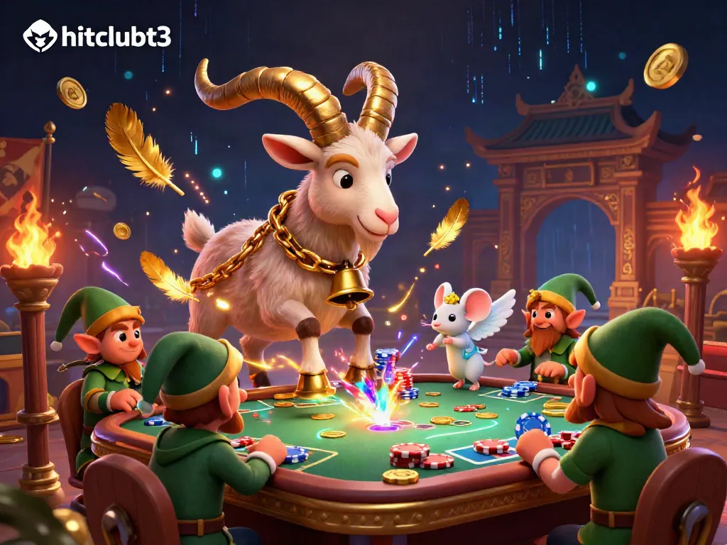 Join the festive chaos at hitclubt3 with krampus managing a spooky casino scene filled with elf gremlins!