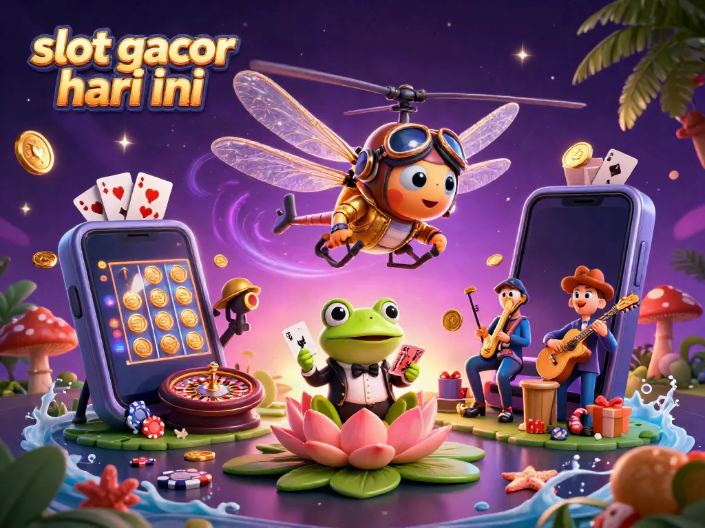 Engage with slot gacor hari ini through vivid 3D casino scene featuring interactive gaming elements.