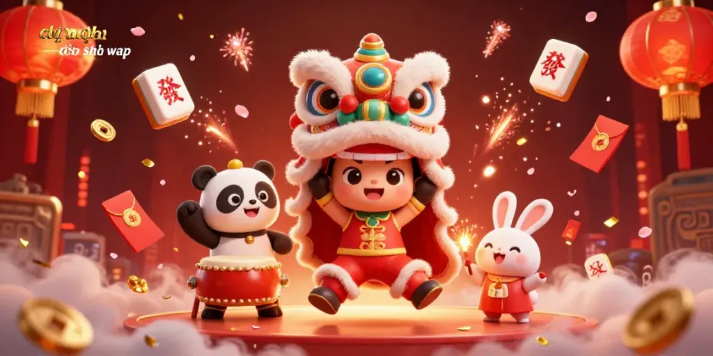 Experience the lively "dự đoán xổ số wap" scene featuring characters and festive elements blending with vibrant lottery motifs.