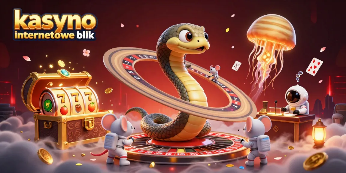 Experience the thrill of kasyno internetowe blik with a dynamic 3D illustration showcasing a Saturn ring snake as a roulette wheel.