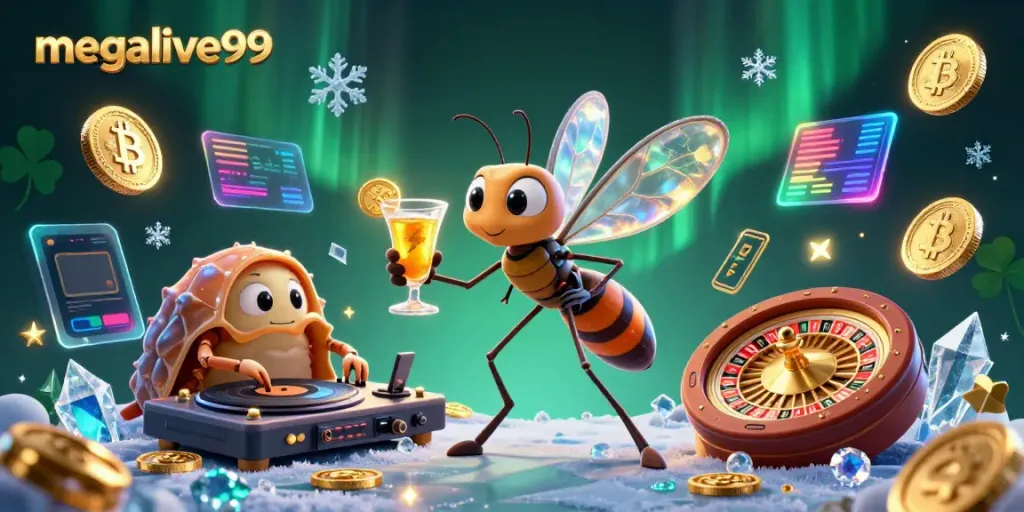 Mesin slot online megalive99 dengan simbol keberuntungan dan koin emas bercahaya, penuh keseruan!