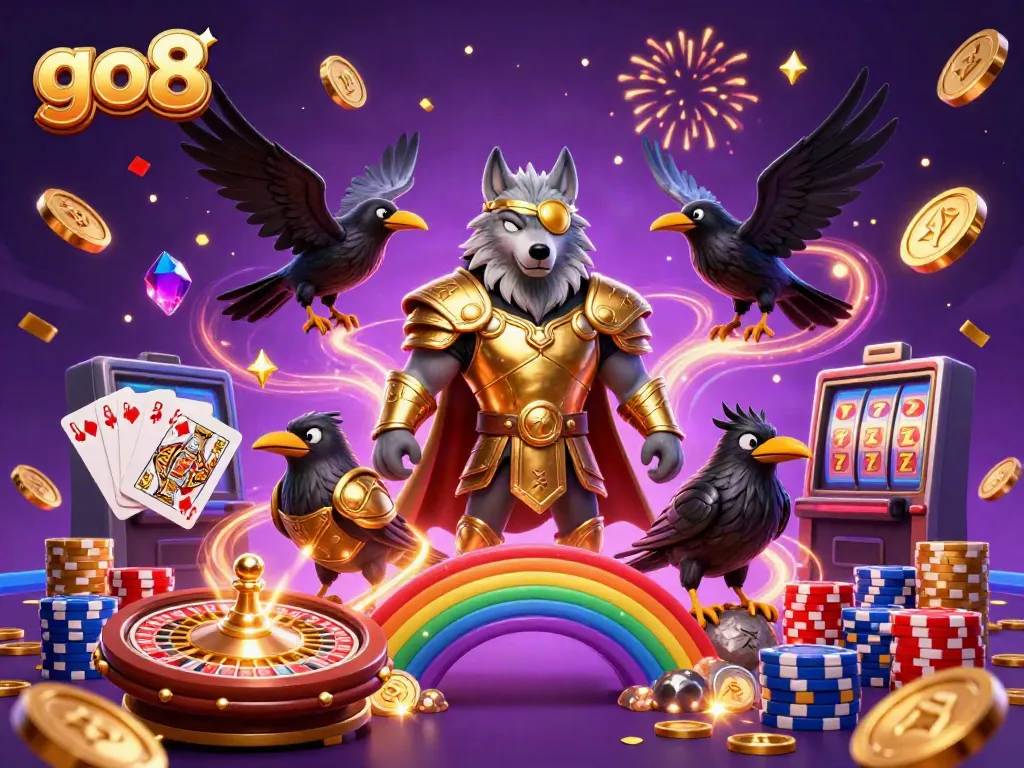 Experience thrilling gaming with the go8 platform, featuring Norse mythology characters and vibrant casino elements.