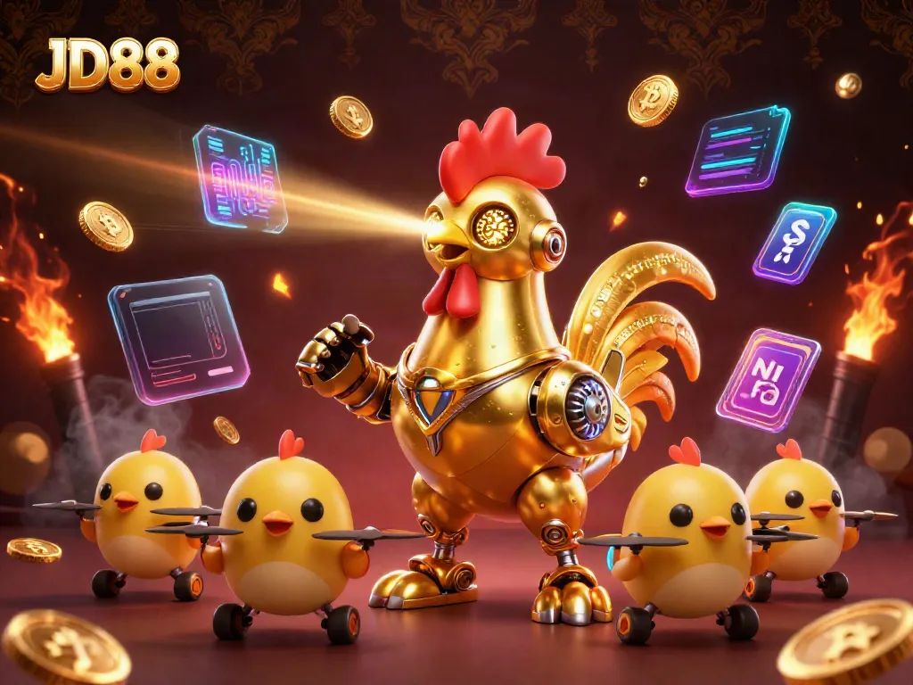 Engage with JD88's immersive gaming world featuring futuristic characters and thrilling casino elements.