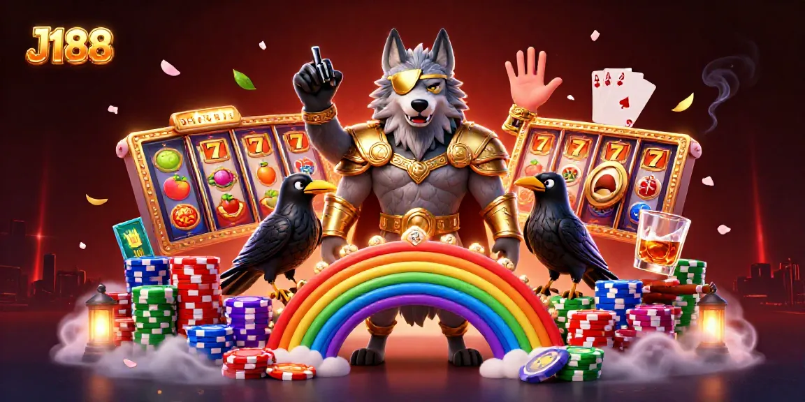 Experience thrilling gameplay at J188 with 3D Norse mythology-themed characters and vibrant casino elements.