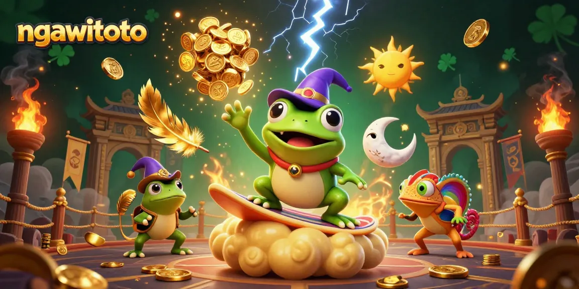 Menang besar di NGAWITOTO dengan slot penuh koin emas dan keberuntungan dalam ilustrasi 3D yang menarik.