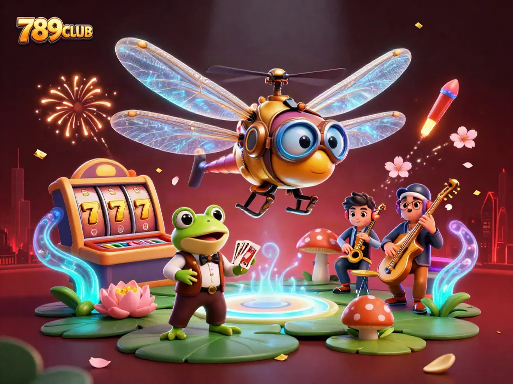 Play at 789CLUB with an exciting, vibrant 3D casino illustration featuring thrilling elements and characters!