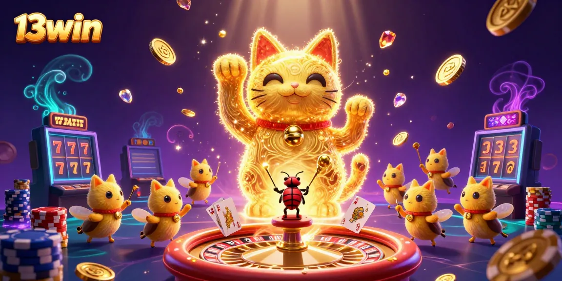 Experience the excitement of 13win with vibrant casino scenes featuring lucky symbols and captivating game dynamics.