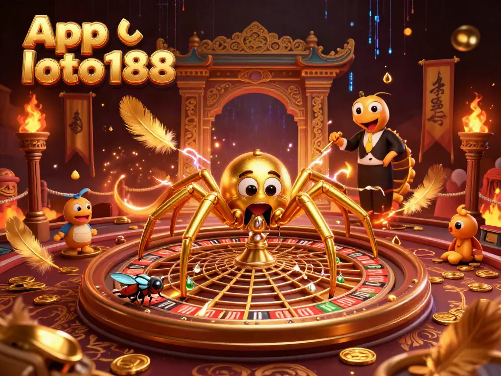 Bet on App loto188 with excitement and color in this lively casino scene illustration.