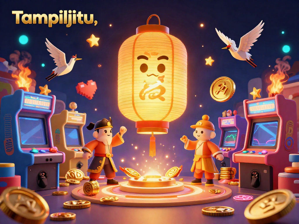 Tampiljitu brings interactive luck with a glowing lantern spirit amidst arcade game chaos.