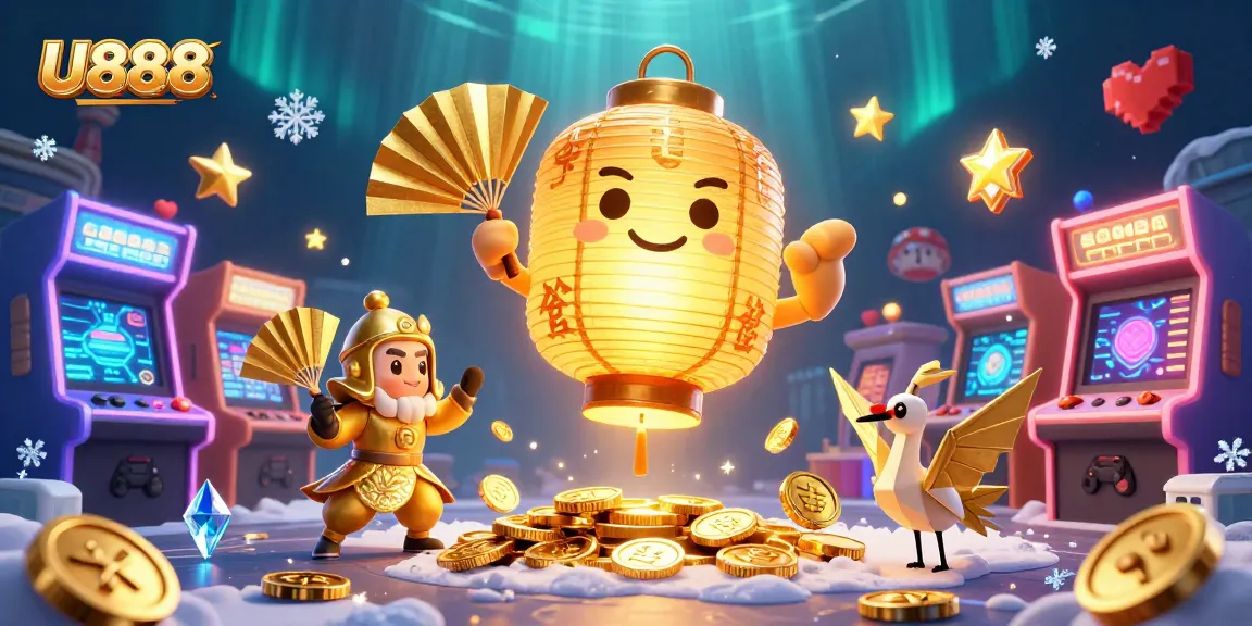 Engage in the U888 online casino experience with a vibrant scene of gameplay and lucky symbols.