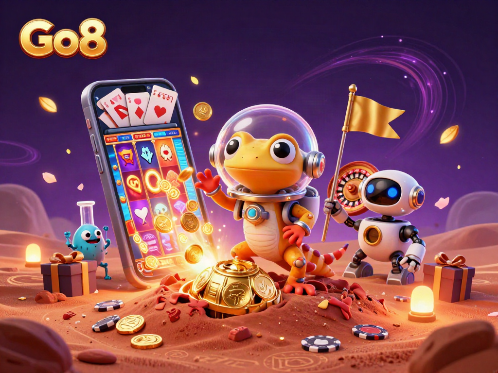 Engage with exciting Go8 casino adventures featuring a Martian gecko and robot rover.