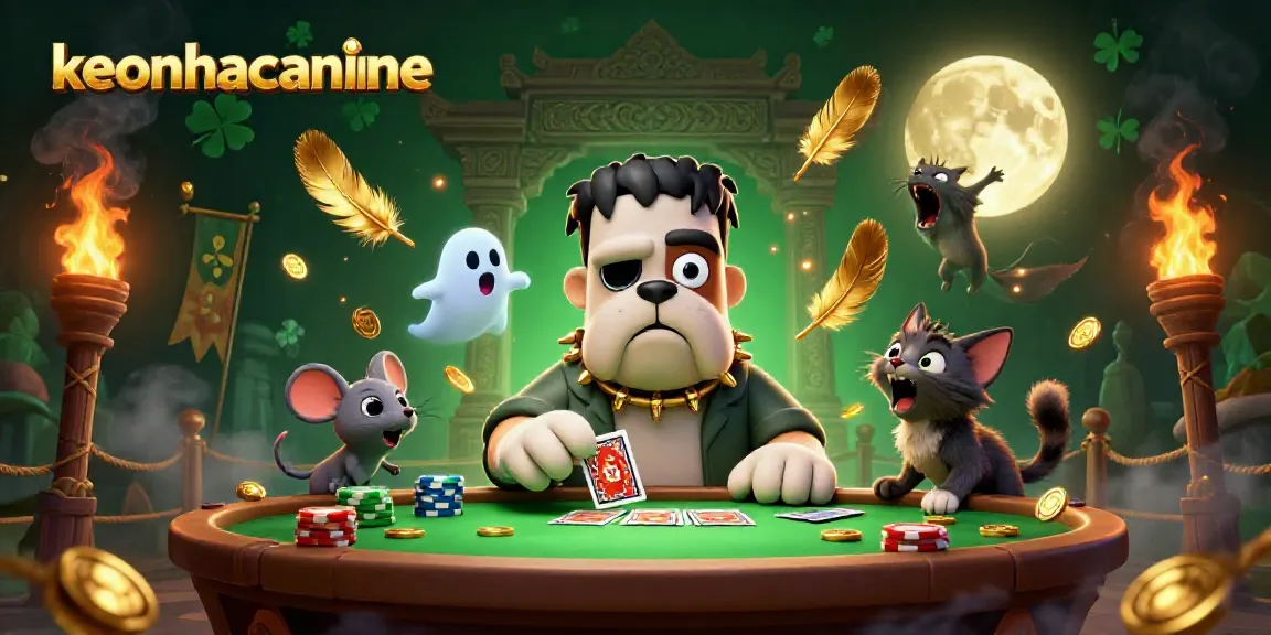 Experience strategic gameplay at keonhacaionline with a lively 3D casino scene featuring unique characters.