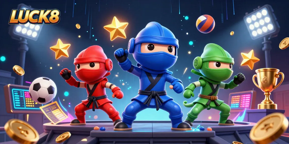 LUCK8 showcases dynamic chameleons amidst sports elements for an exciting gaming experience.