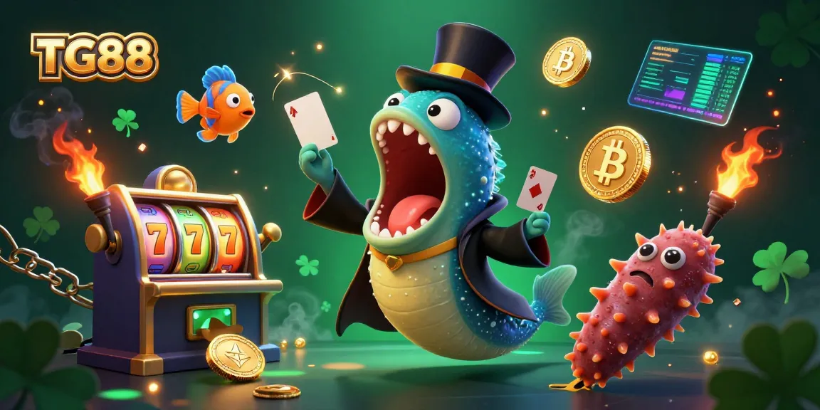 Experience thrilling card tricks at TG88 with magical sea creatures in a vibrant casino setting.