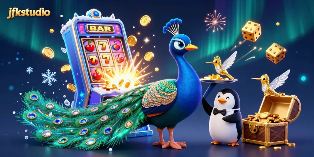 Experience thrilling gameplay at jfkstudio with an array of vibrant casino elements and enchanting characters.