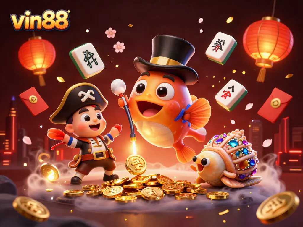 Experience the thrill of vin88 with a vibrant 3D casino scene, featuring enchanting characters and festive elements.