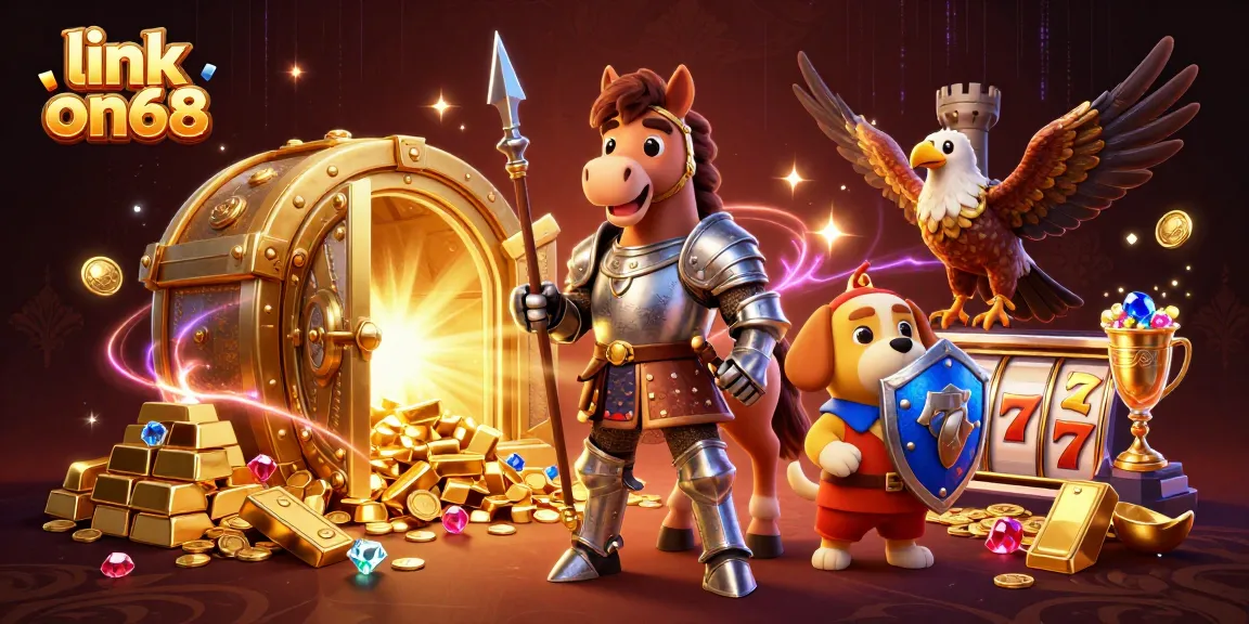 Experience thrilling excitement at link on68 with dynamic 3D casino elements featuring medieval knights and treasures.