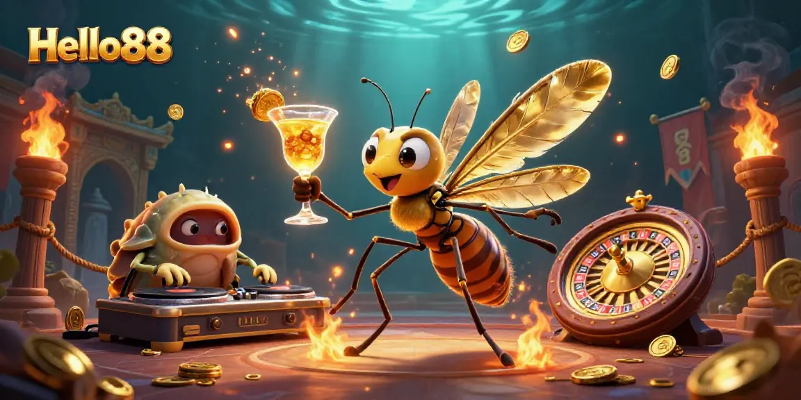 Spin and win with Hello88's vibrant casino characters and dynamic gameplay effects.